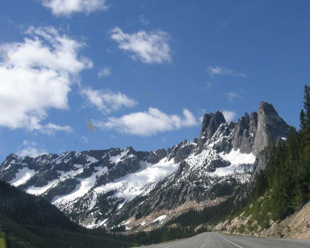 Peaks and Road<br>(Location of Picture: North Cascades, Washington, USA)